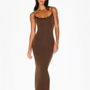 NWT SKIMS | 2XL | Fits Everybody Lace Long Slip Dress in Espresso